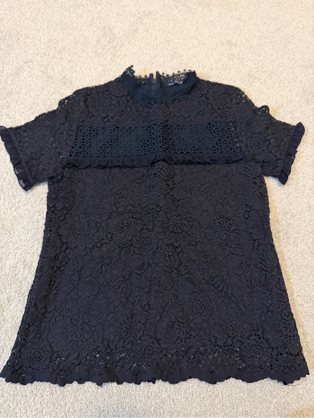Women's Black Lace Short Sleeve Top